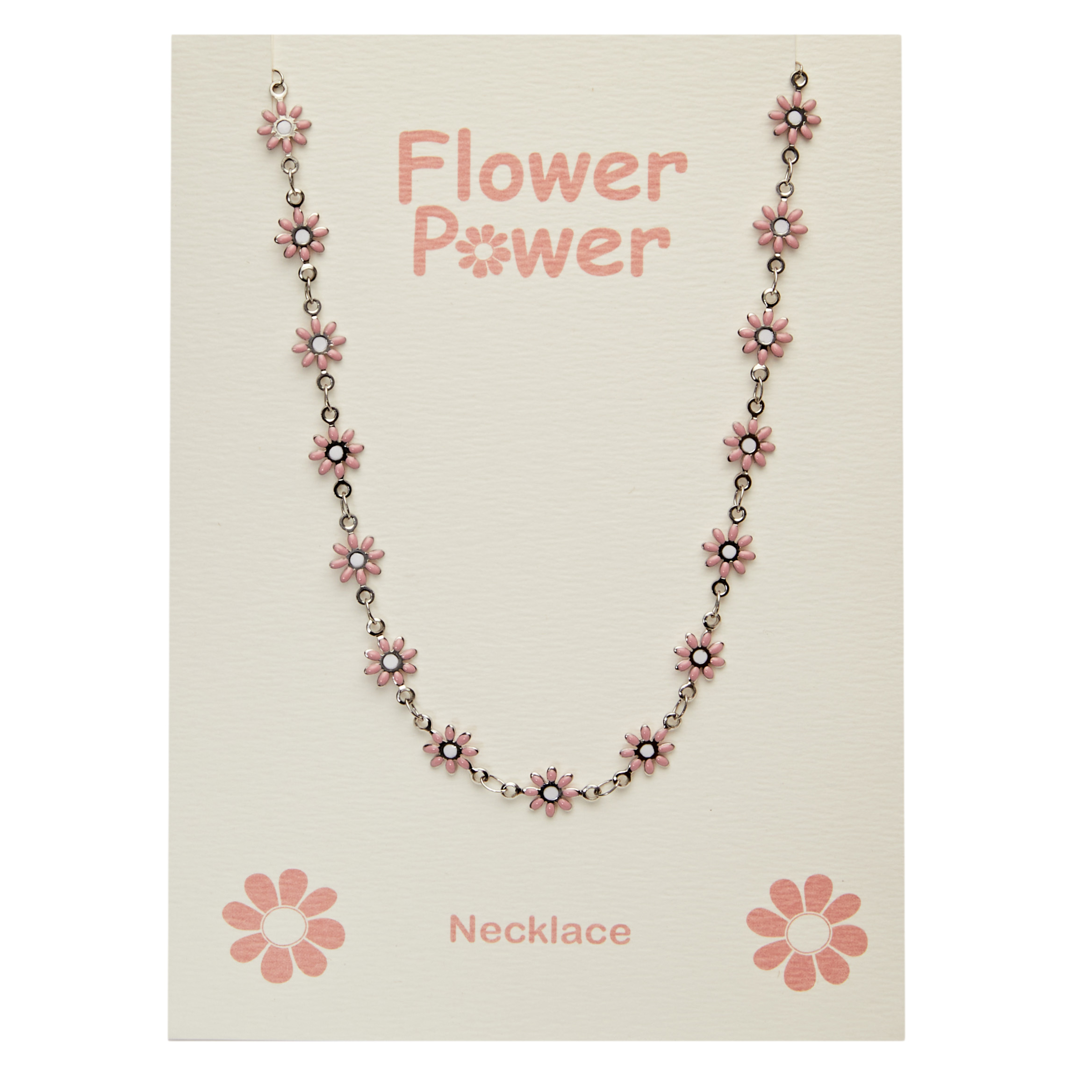 Halskette - "Flower Power" - Edelstahl - Pink