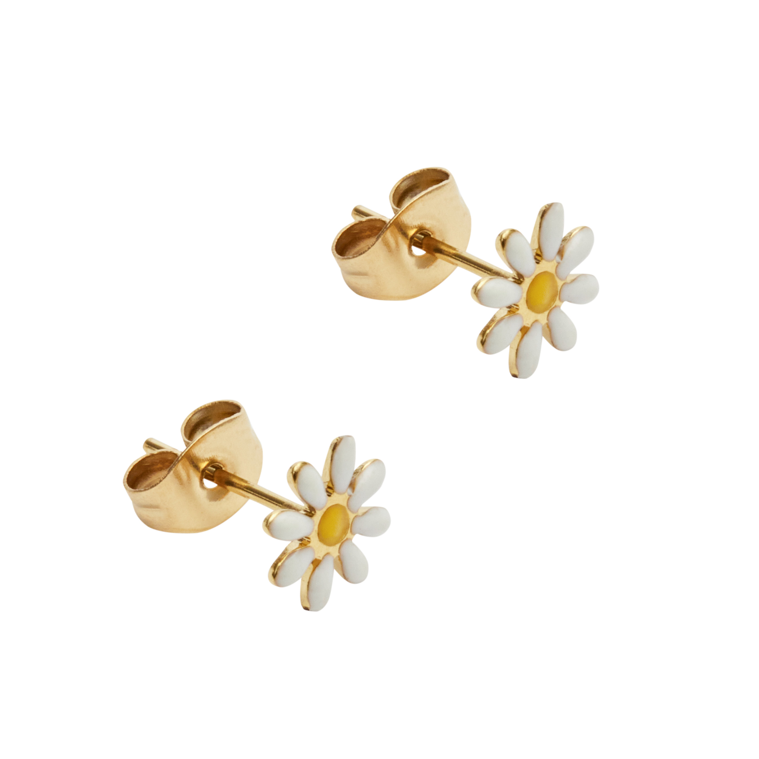 Ear studs-"Flower Power"-gold pl.-white