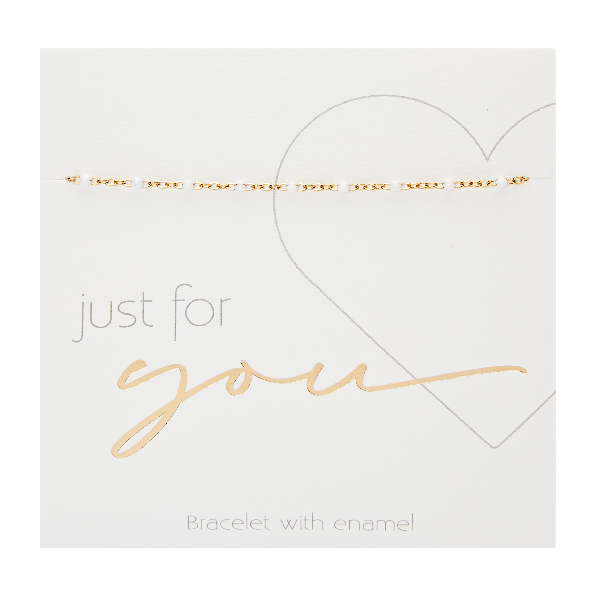Armband - "Just for you" - vergoldet - weiß