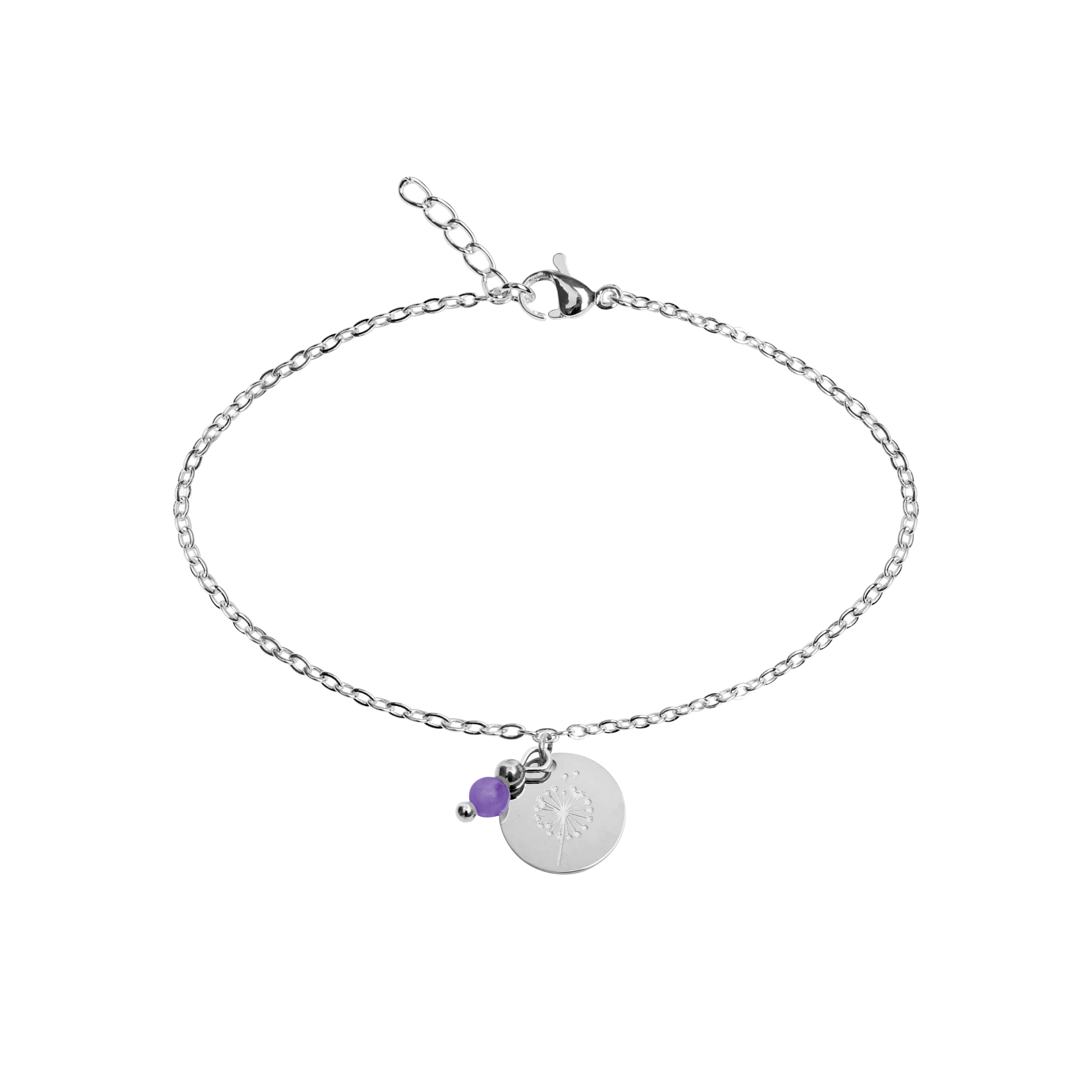Bracelet-"Make a wish"-silver pl.-amethyst