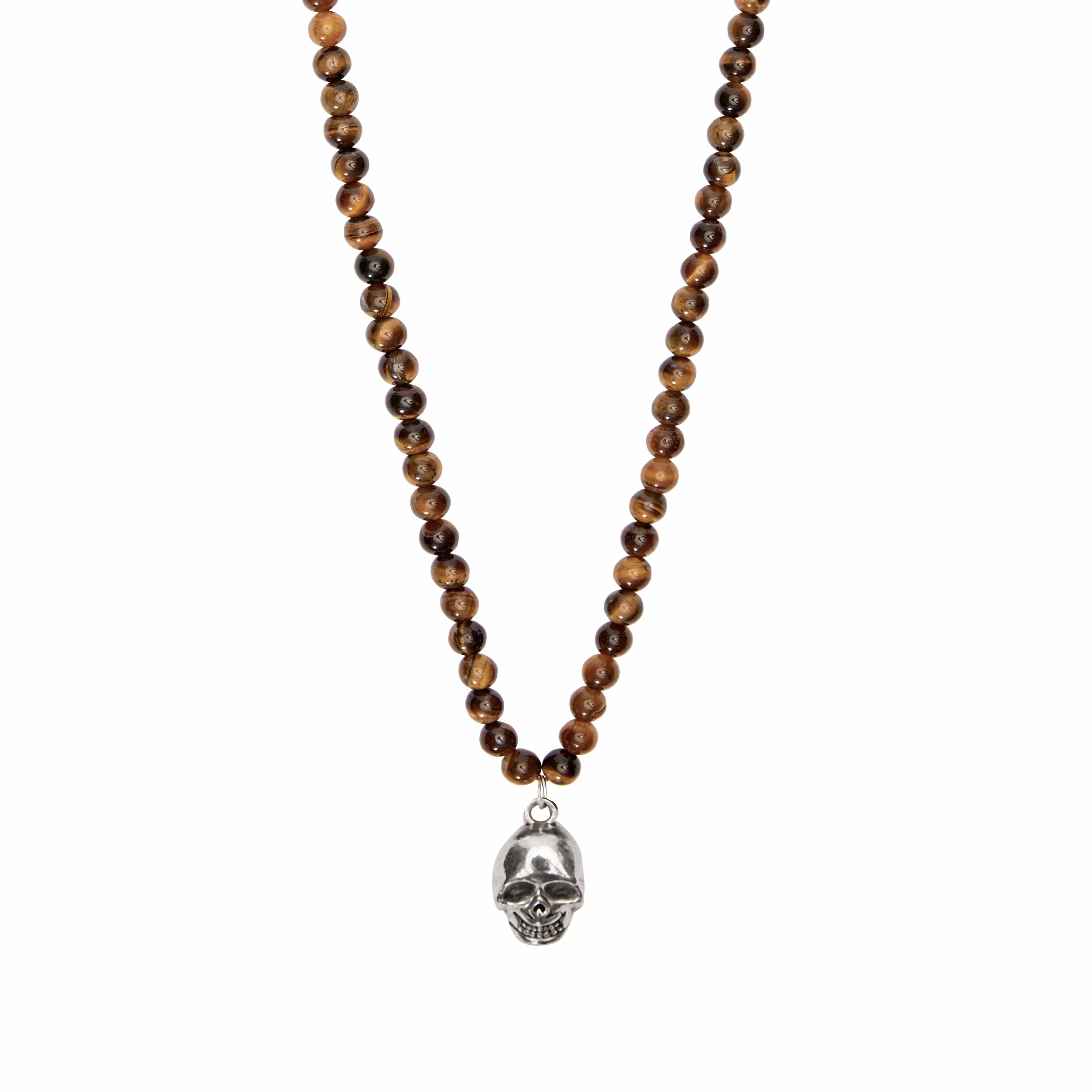 Necklace-"VIRO"-tiger's eye with skull