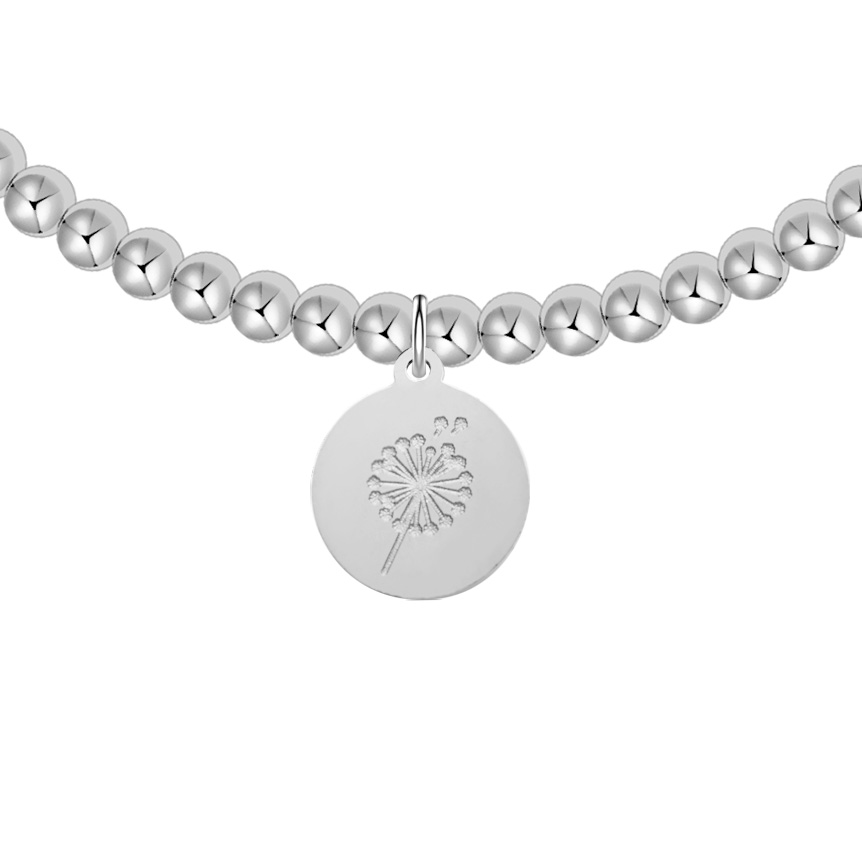 Ball bracelet-"Love your life"-silver pl.-dandelion