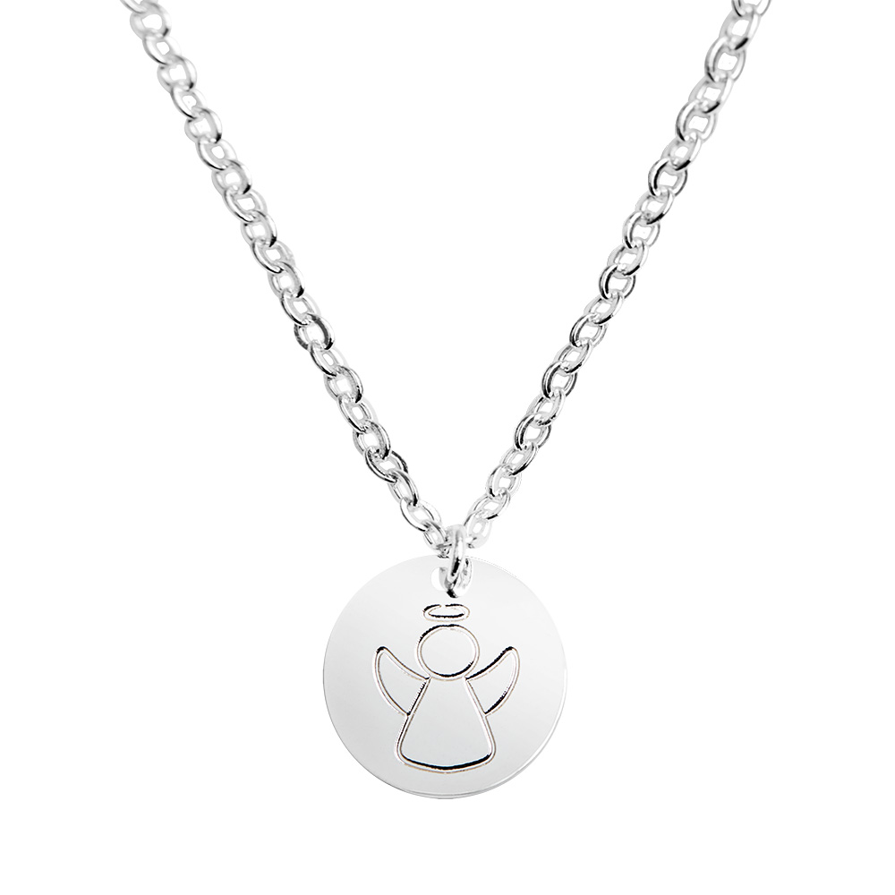 Necklace - "Bless you" - silver pl.- angel