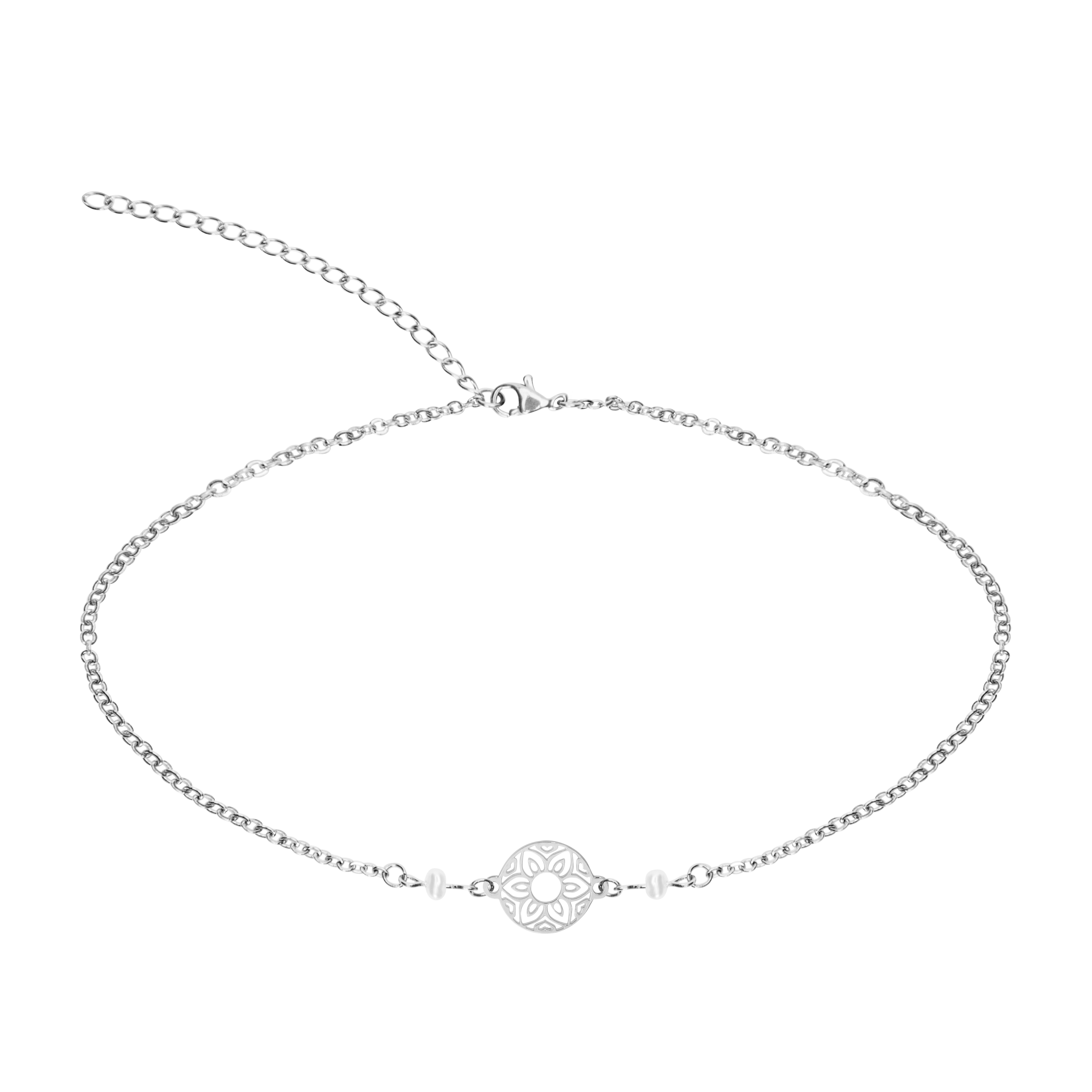 Anklet-"Sunshine is coming"-silver pl.-pearl
