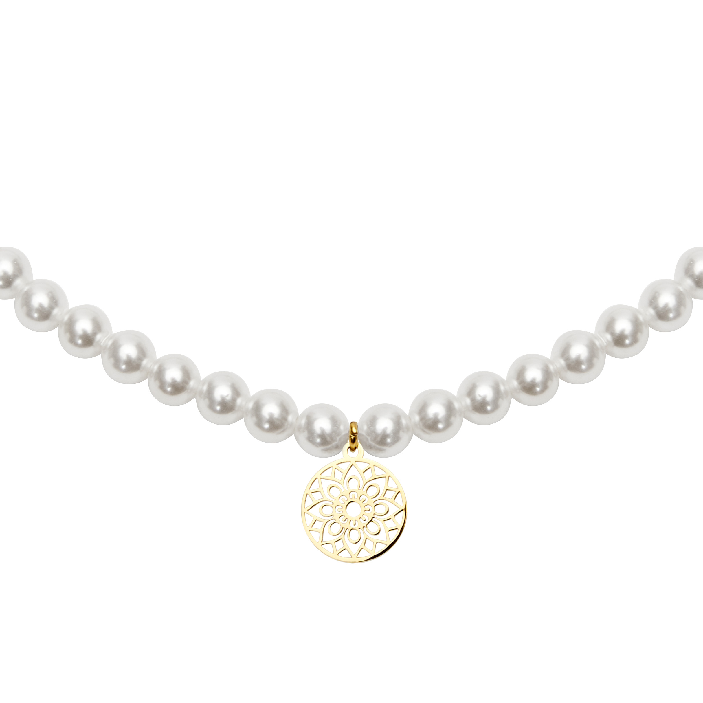 Perlenarmband mit Symbol - vergoldet - Mandala des Glücks