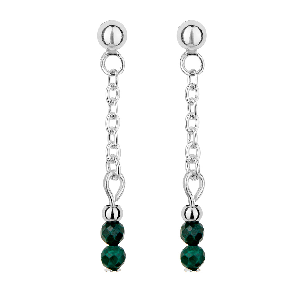 Ear rings - "Fines of nature" - sil.pl. - malachite