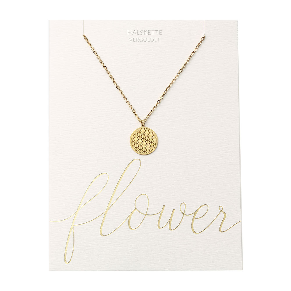 Halskette - vergoldet - Blume des Lebens