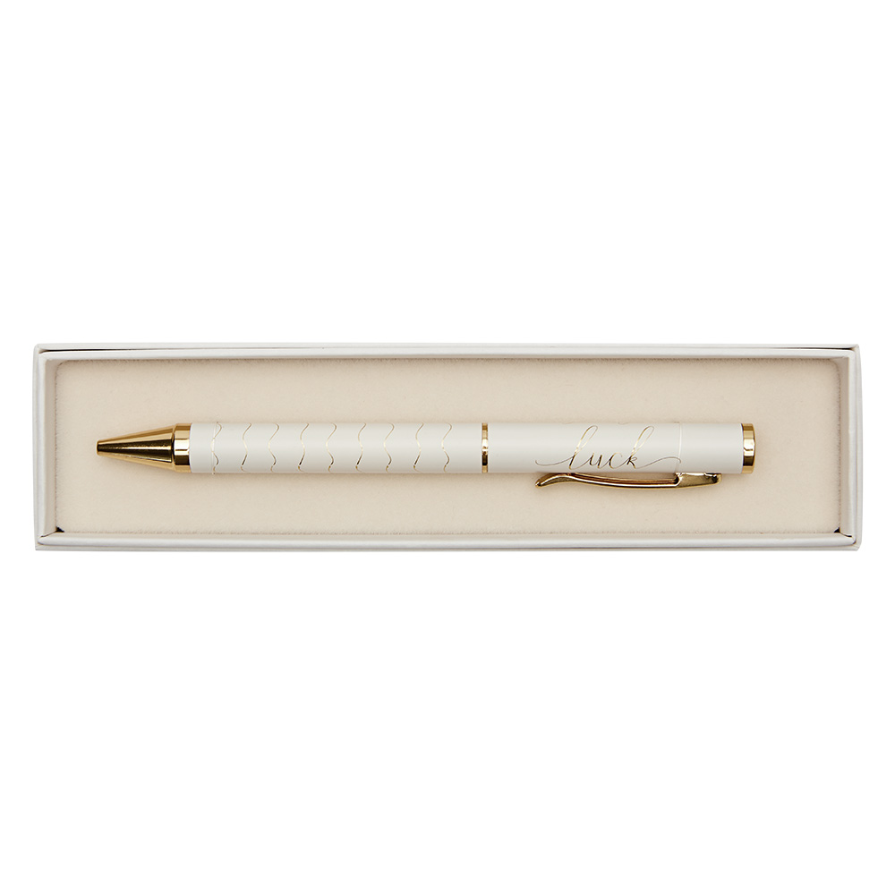Kugelschreiber mit Geschenkbox - "Luck" - goldfarbend