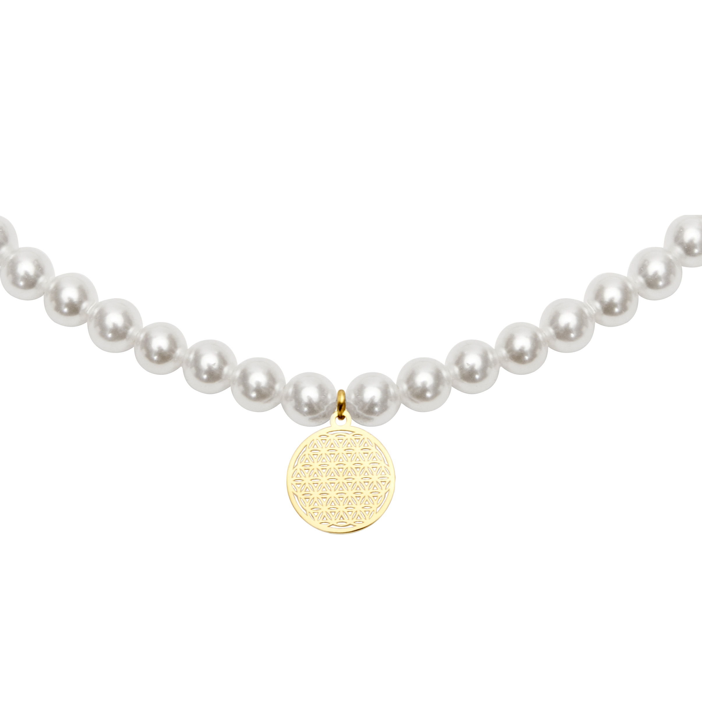 Pearl bracelet-gold pl.-flower of life