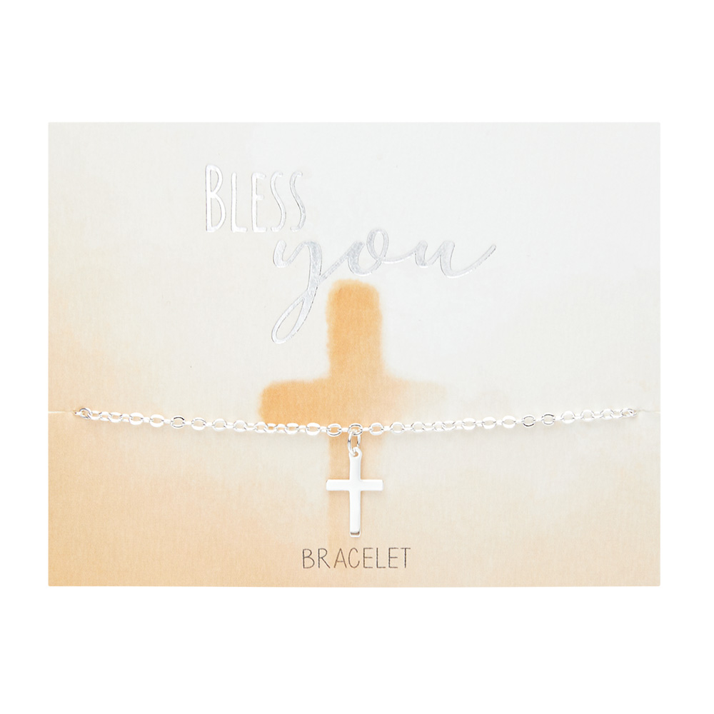 Armband - "Bless you" - versilbert - Kreuz