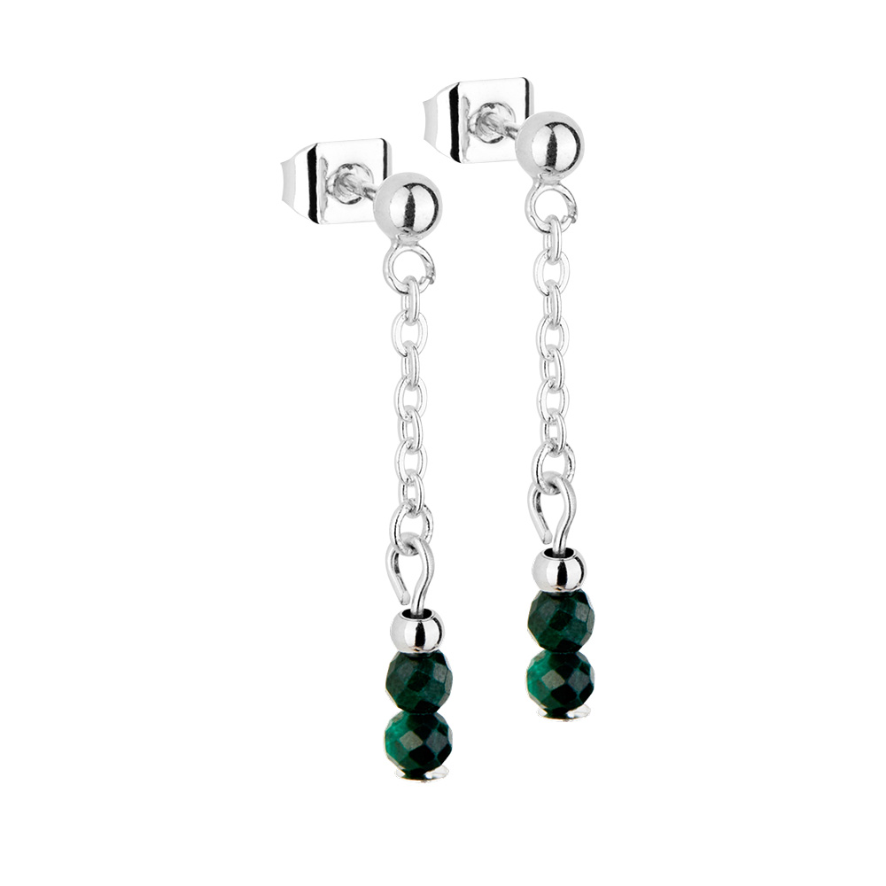 Ear rings - "Fines of nature" - sil.pl. - malachite