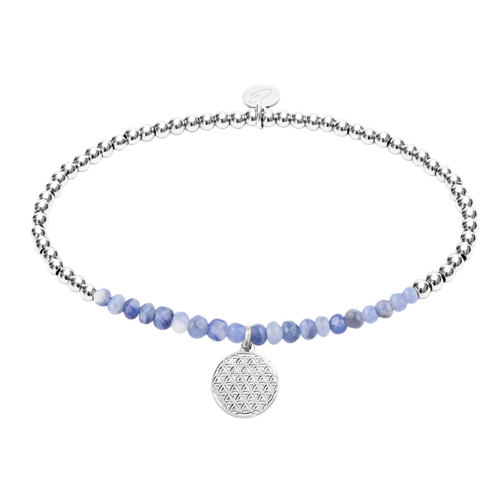Real Stone With Ball Bracelet - Blue Sodalite