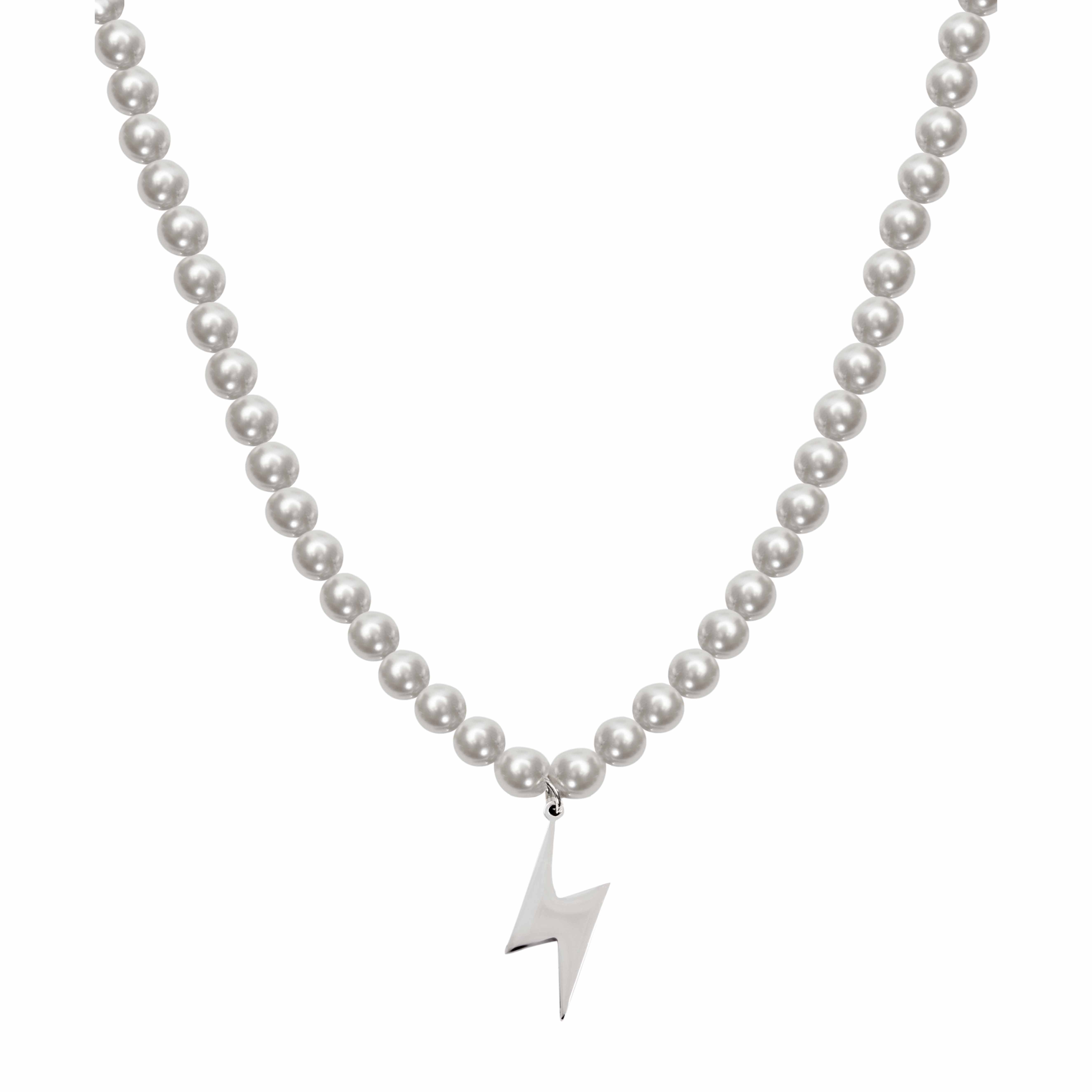Necklace-"VIRO"-pearl with lightning