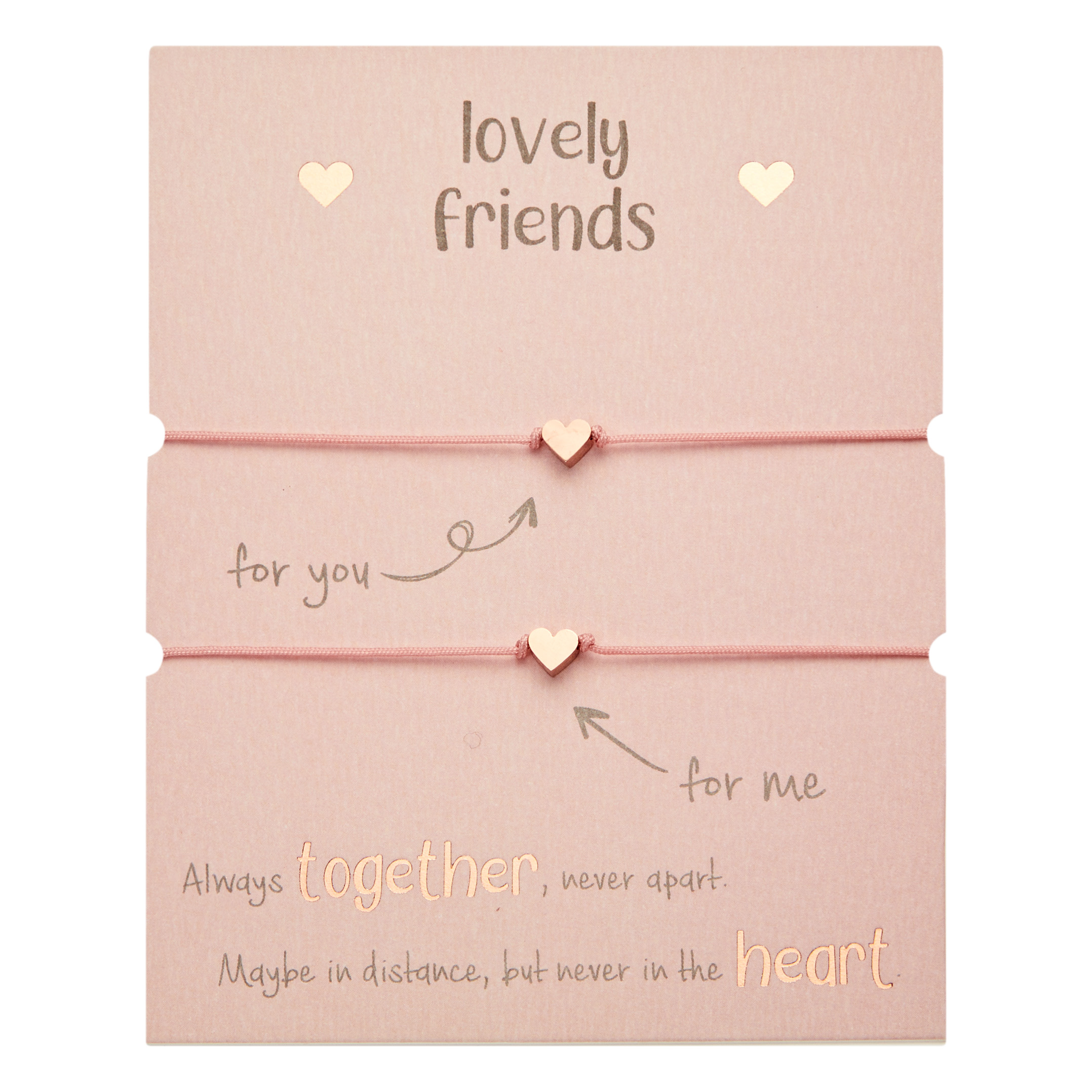 Armband - "lovely friends" - rosévergoldet - Herz