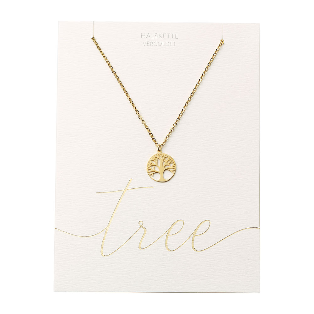 Halskette - vergoldet - Baum des Lebens