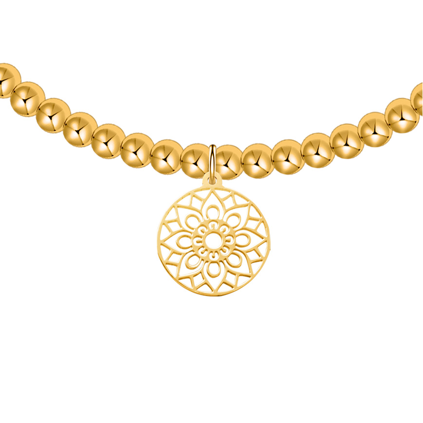 Ball bracelet-"Love your life"-gold pl.-mandala of luck