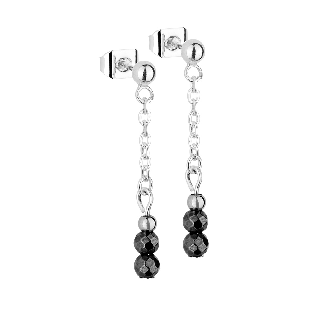 Ear rings - "Fines of nature" - sil.pl. - hematite