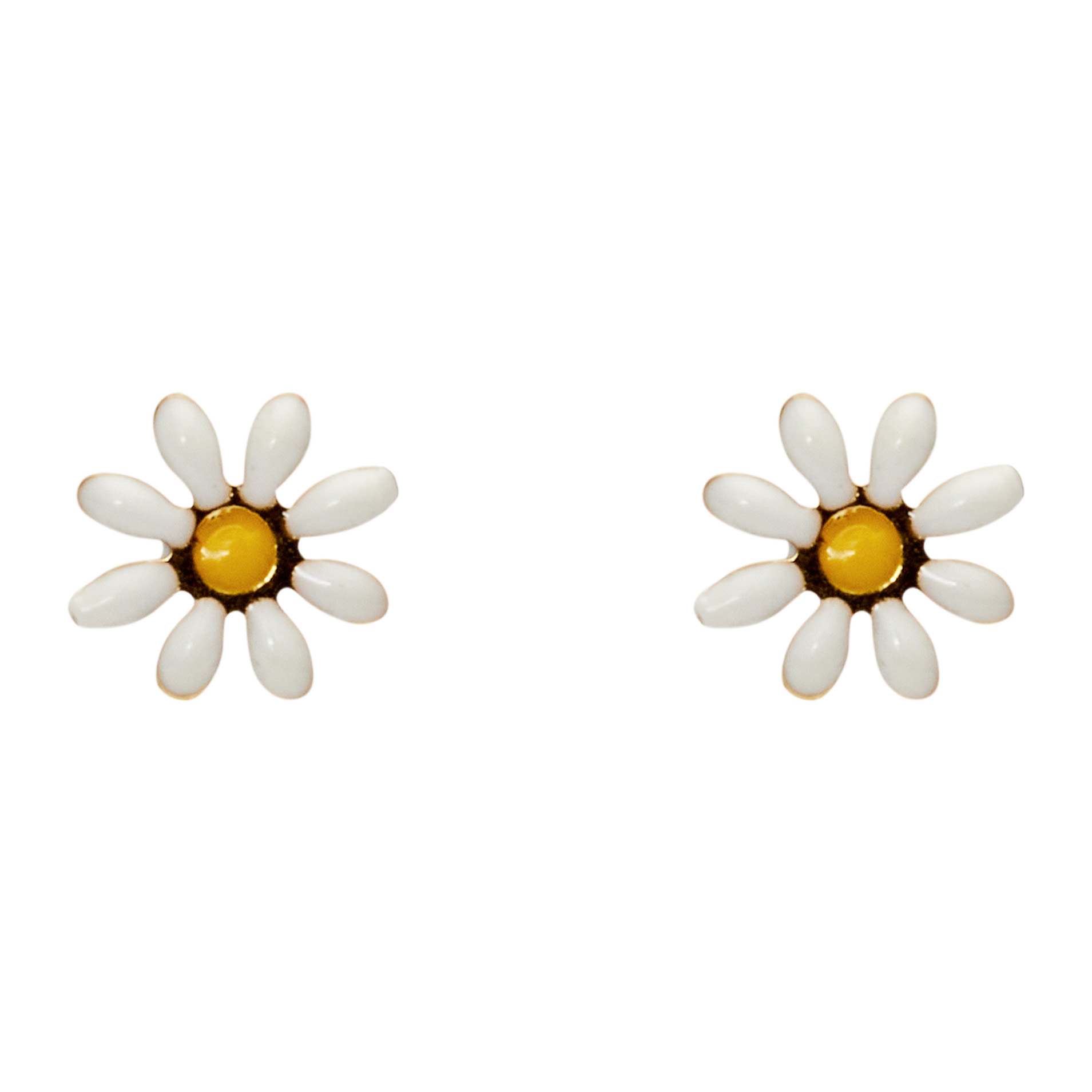 Ear studs-"Flower Power"-gold pl.-white