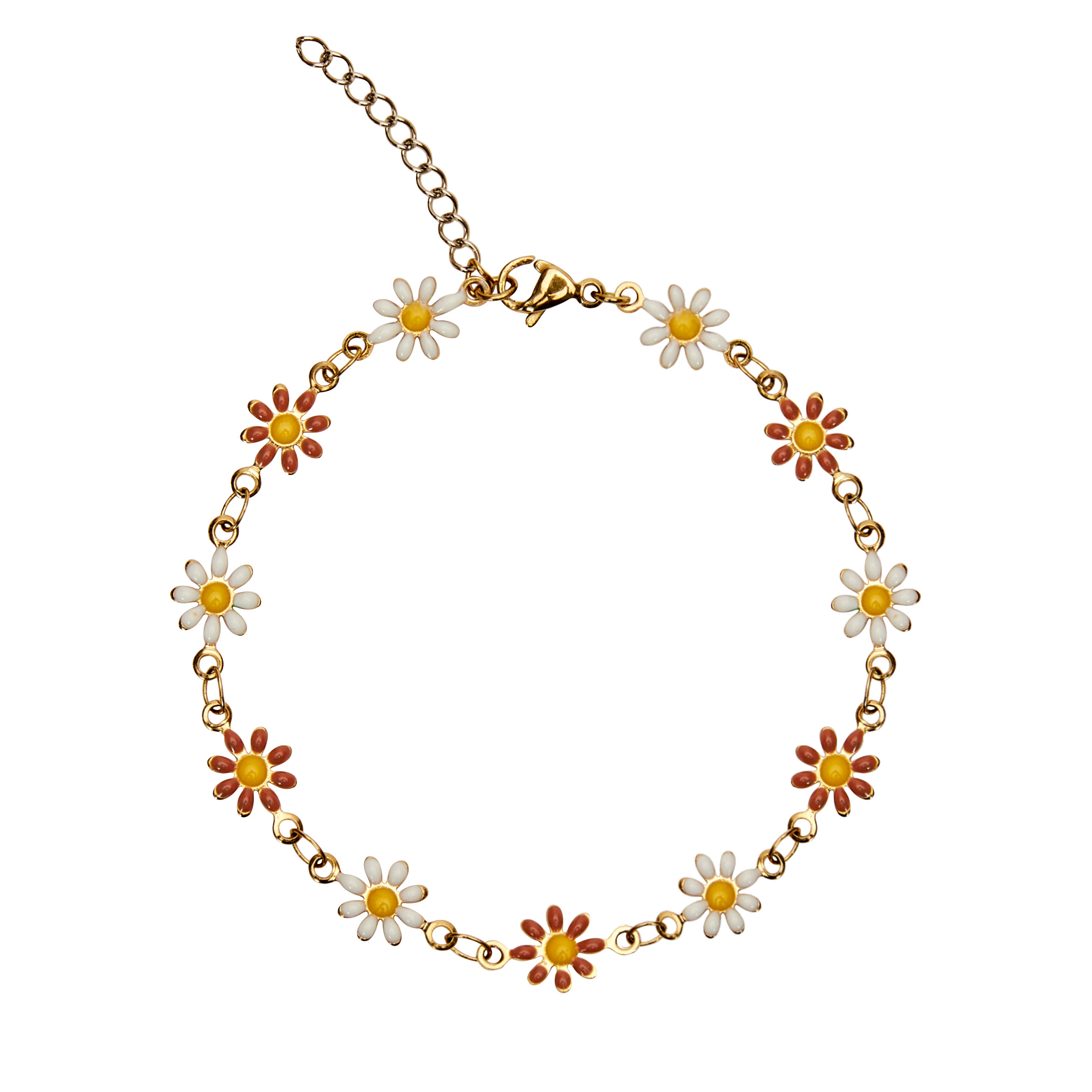 Bracelet-"Flower Power"-gold pl.-white