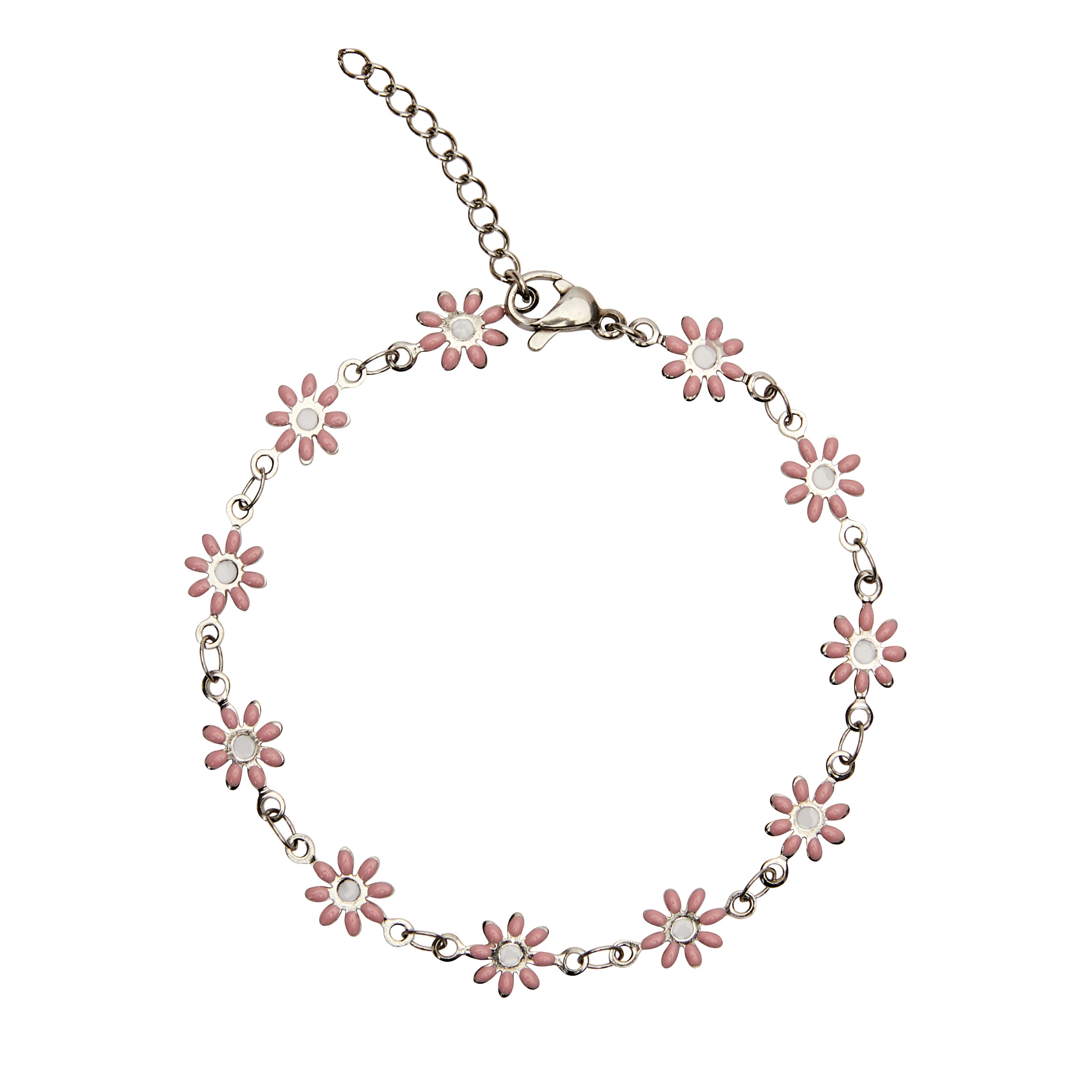 Bracelet-"Flower Power"-stainless steel-pink