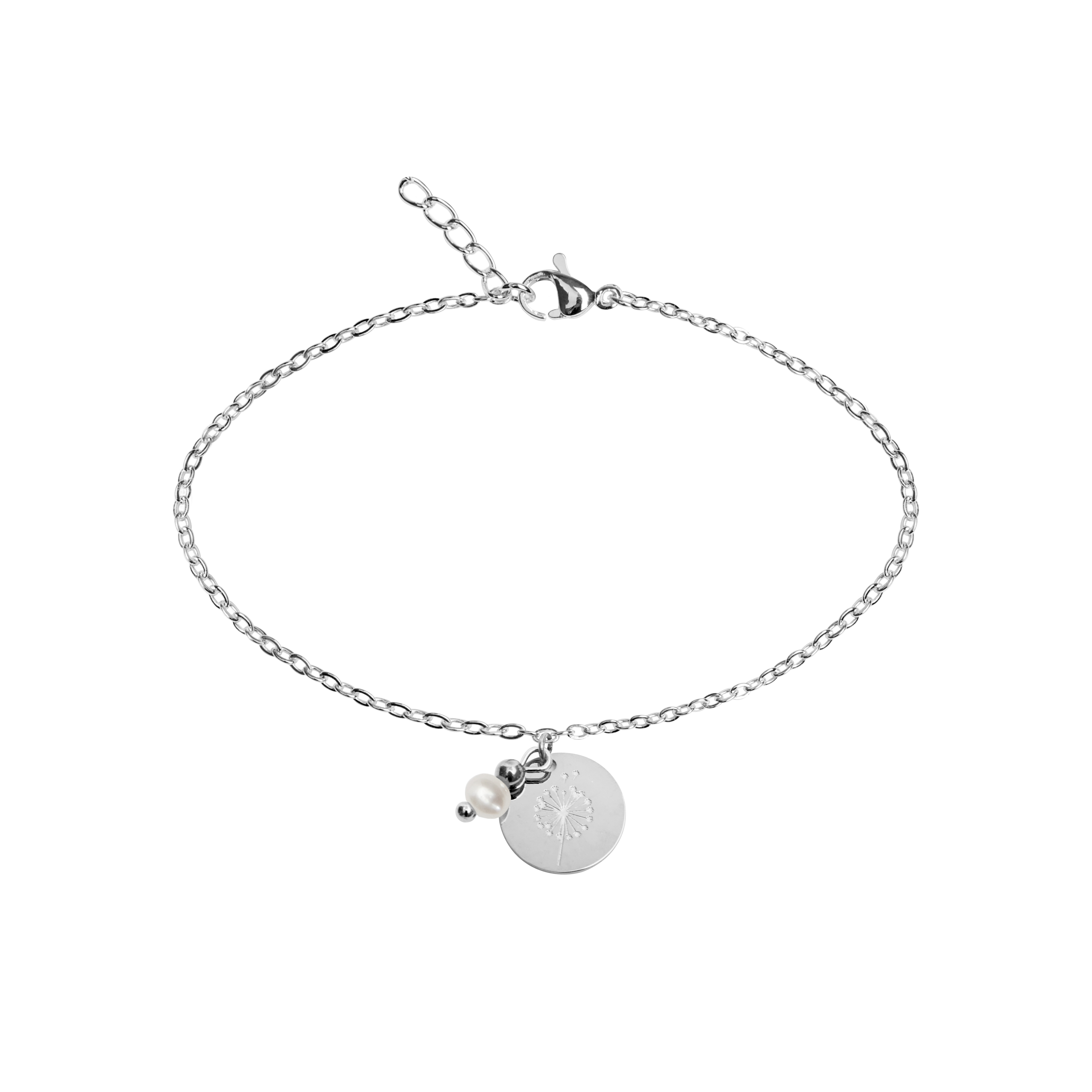 Bracelet-"Make a wish"-silver pl.- pearl