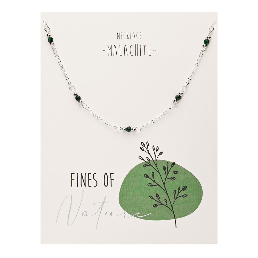 Halskette - "Fines of nature" - versilbert - Malachit