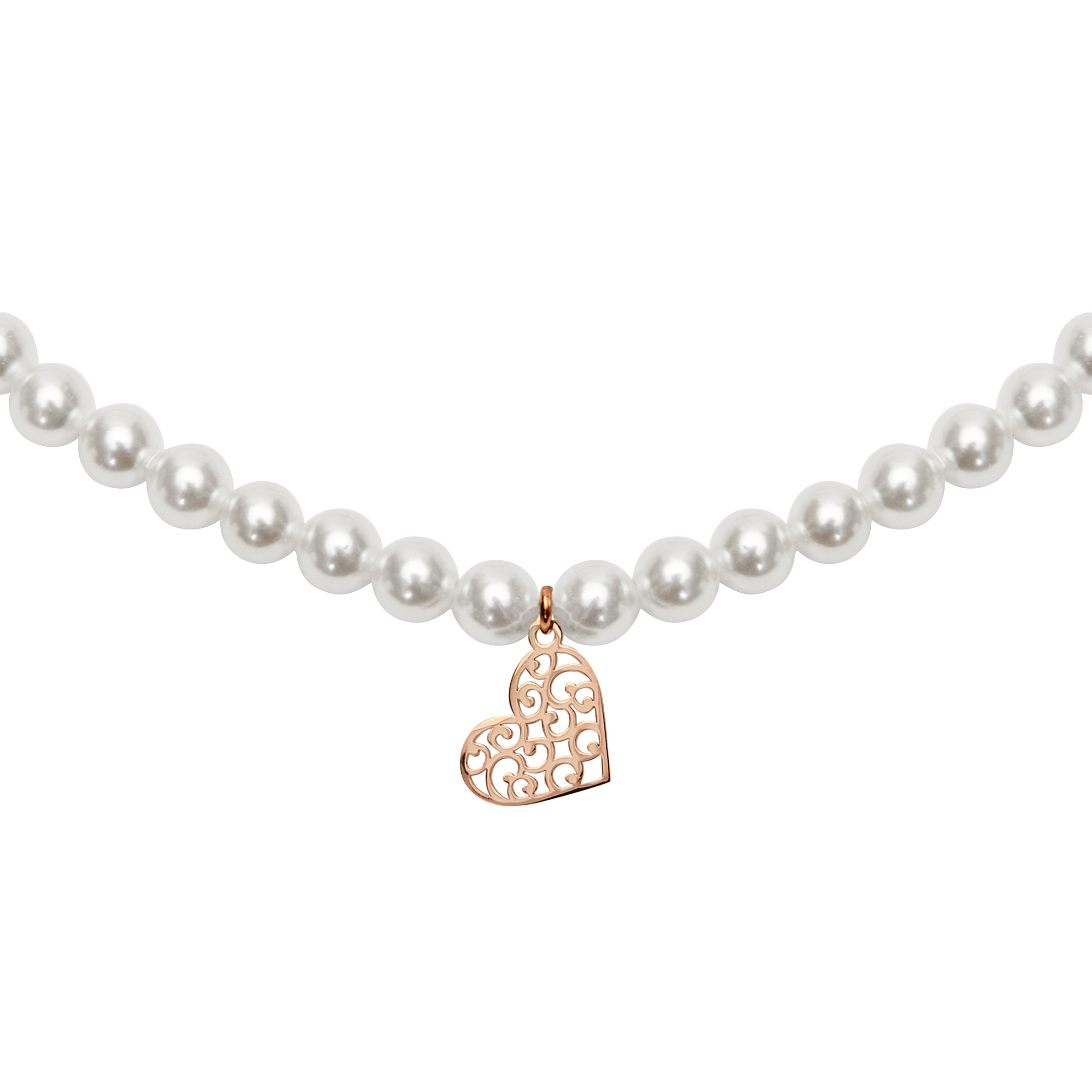 Pearl bracelet-rosegold pl.-heart