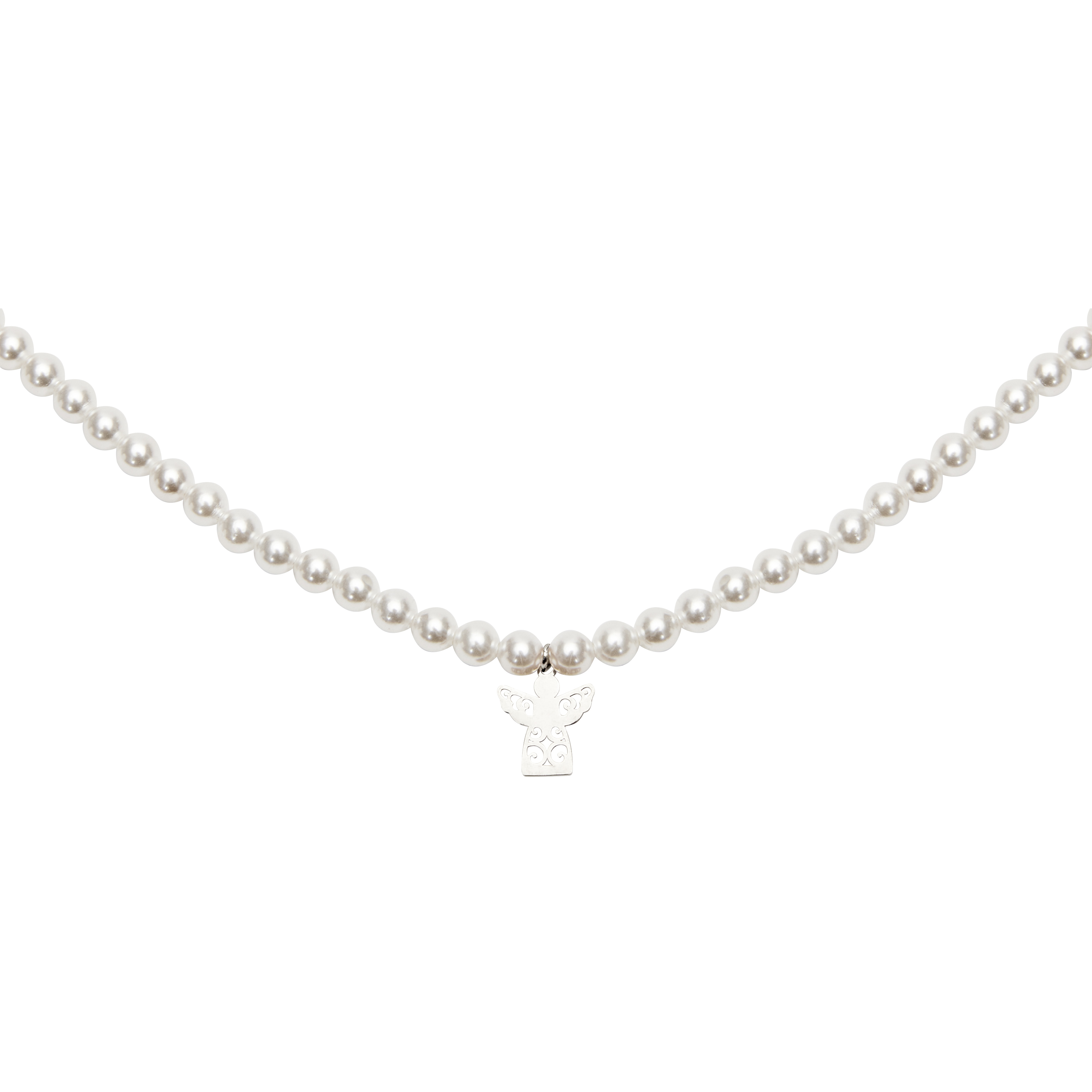 Pearl necklace-stainless steel-angel