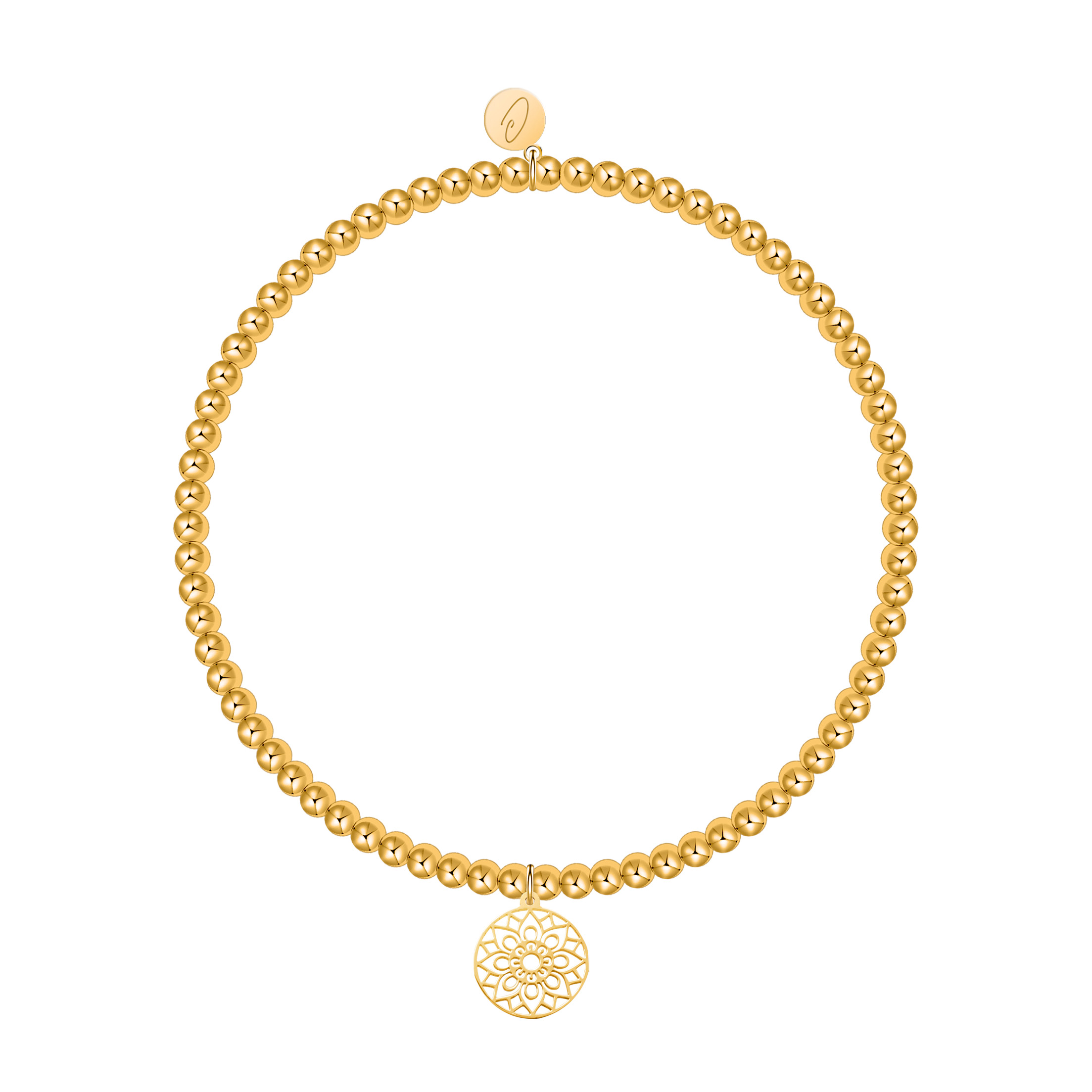 Ball bracelet-"Love your life"-gold pl.-mandala of luck