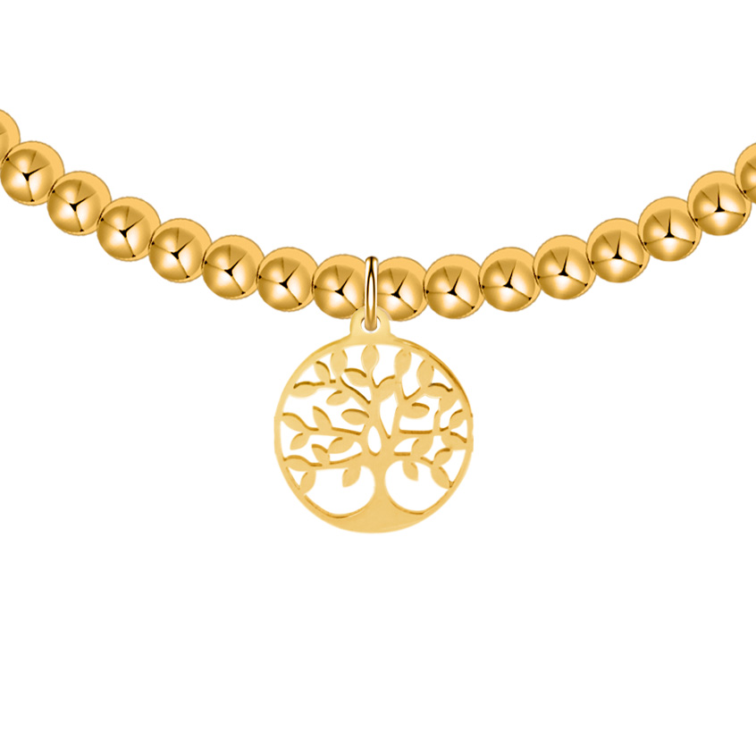 Ball bracelet-"Love your life"-gold pl.-tree of life