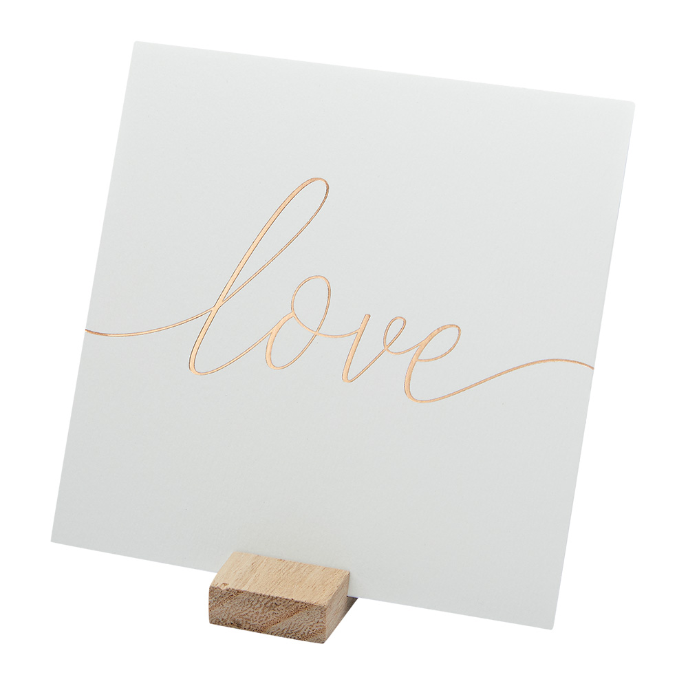 Kartenhalter aus Holz inkl. 6 Postkarten - "Love, Luck, Life"