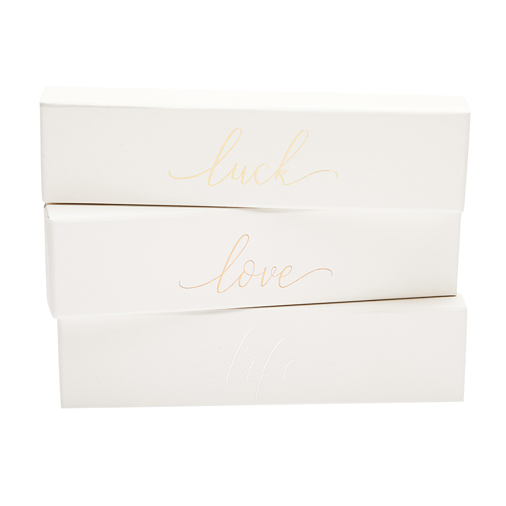 Paket Kugelschreiber mit Geschenkbox - "Love Luck Life"