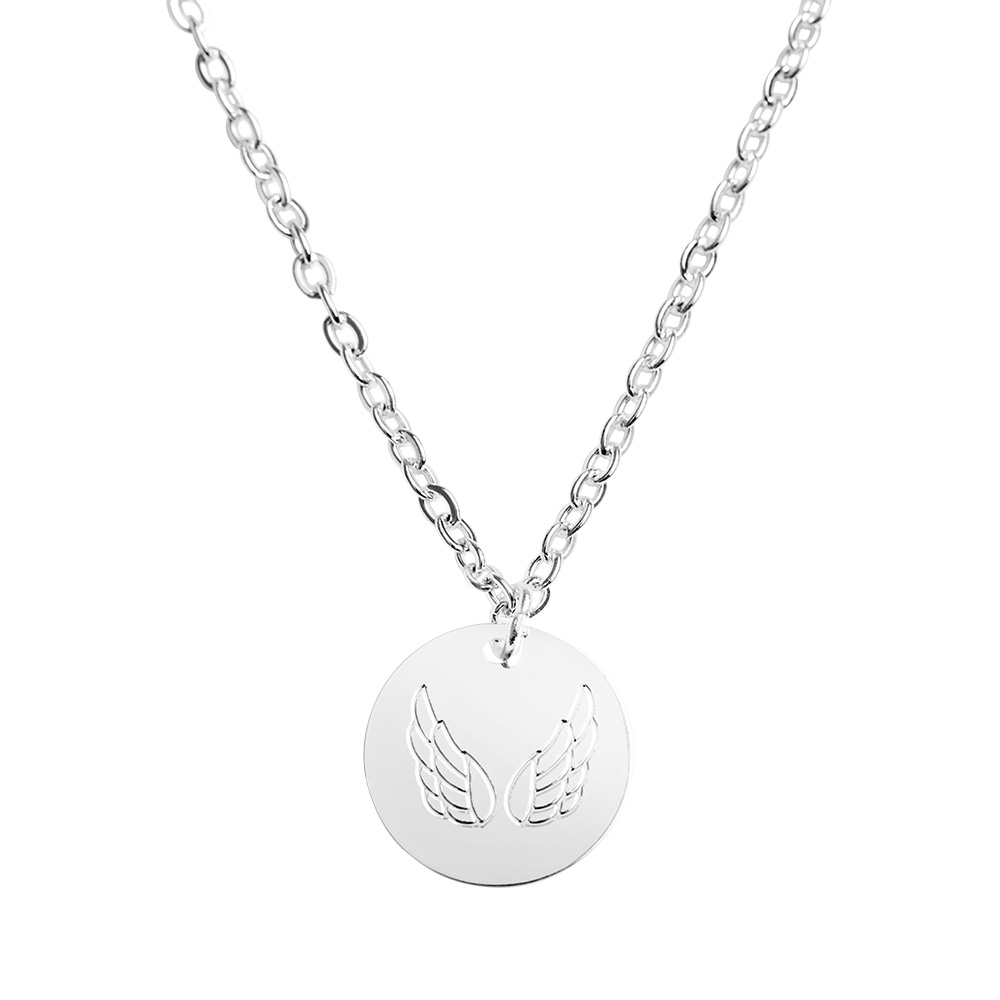 Necklace - "Bless you" - silver pl. - angel wing