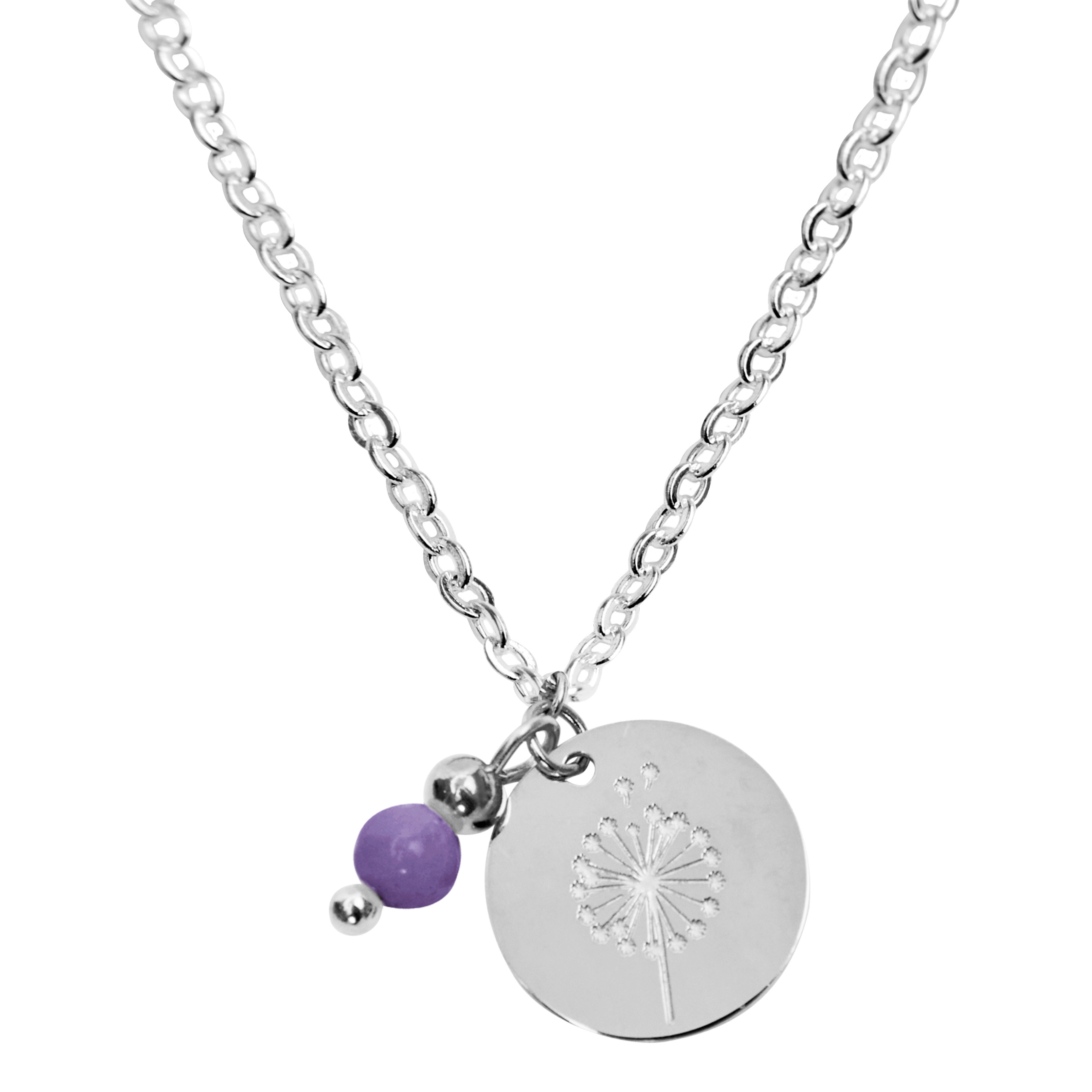 Necklace-"Make a wish"-silver pl.-amethyst